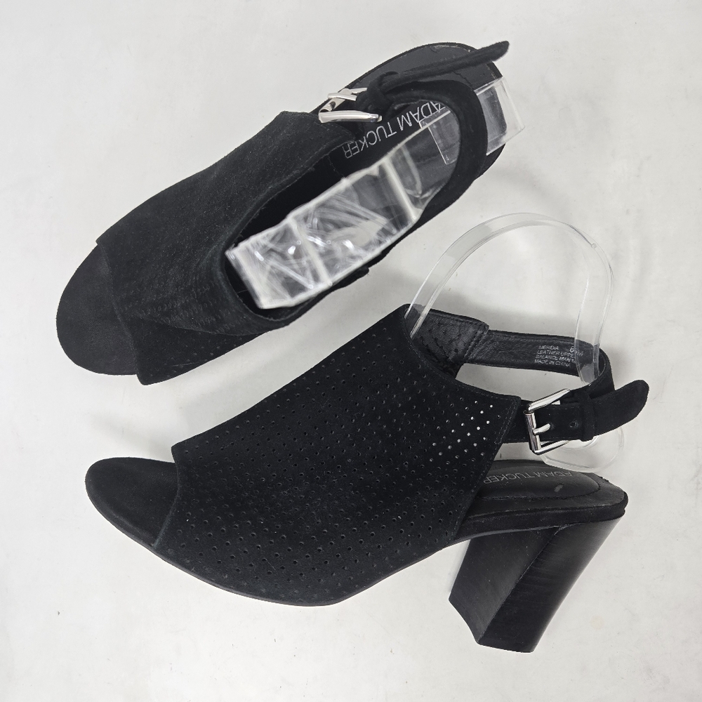 Adam Tucker Maze Open Toe Slingback Black Heel Sandals Women's Size 8.5M